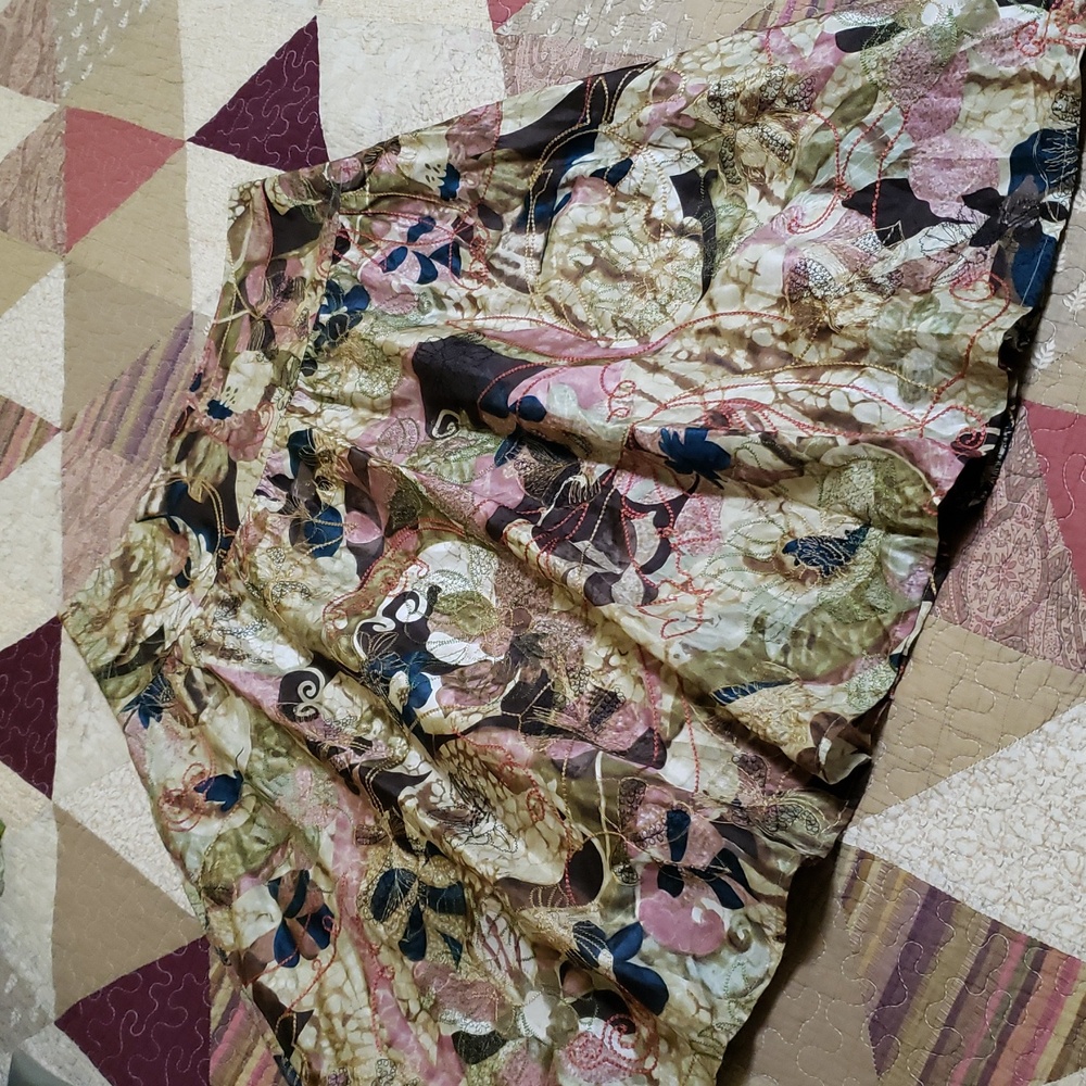 Chico's Silk Skirt Embroidered 6/8